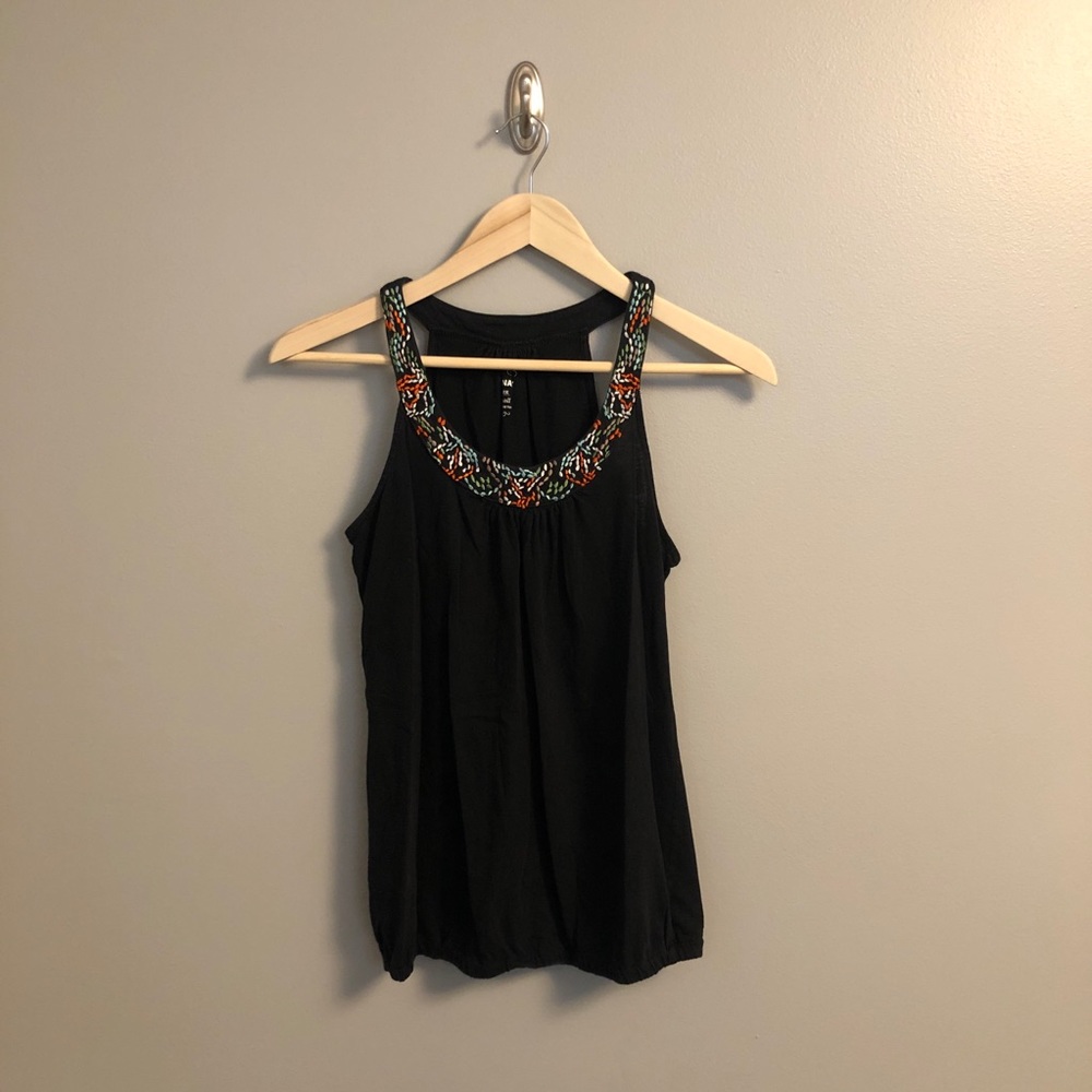Black Embroidered Tank!